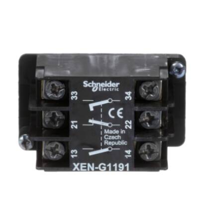 spring return contact block - 1 NC + 2 NO - front mounting - Schneider Electric - XENG1191