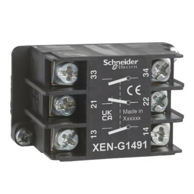 Harmony XAC, Single contact block, spring return, single speed, spring return, front mounting, 2 NO + 1 NC - Schneider Electric - XENG1491