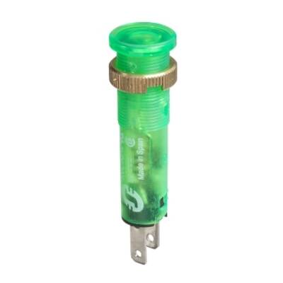 pilot light Ø8 - IP40/IP65 - green - covered LED included - 24V - faston - Schneider Electric - XVLA233