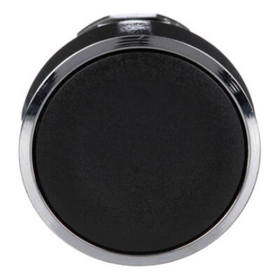 Push button head, metal, flush, black, Ø22, spring return, unmarked - Schneider Electric - ZB4BA2