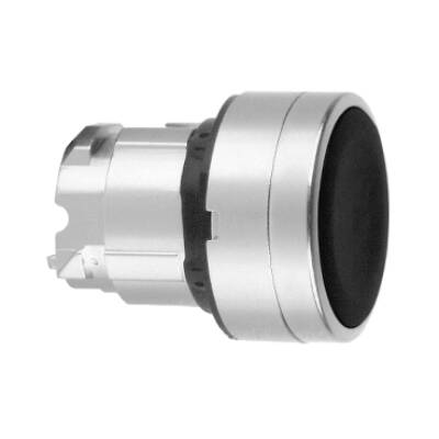 black flush pushbutton head Ø22 spring return unmarked - Schneider Electric - ZB4BA24