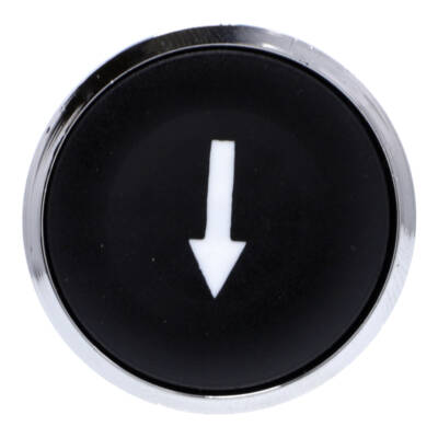 Push button head, metal, flush, black, Ø22, spring return, marked DOWN ARROW - Schneider Electric - ZB4BA335