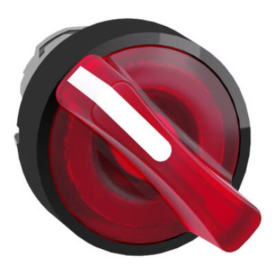 Head for illuminated selector switch, Harmony XB4, black metal, red handle, 22mm, universal LED, 2 positions, stay put - Schneider Electric - ZB4BK12437