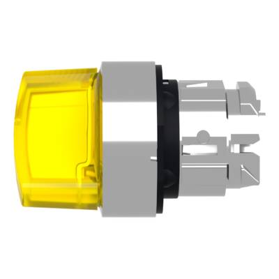 Head for illuminated selector switch, Harmony XB4, metal, yellow handle, 22mm, universal LED, 2 positions, stay put - Schneider Electric - ZB4BK1283
