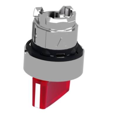 Head for illuminated selector switch, Harmony XB4, universal LED,  red handle, 22mm, 2 positions, spring return - Schneider Electric - ZB4BK1443