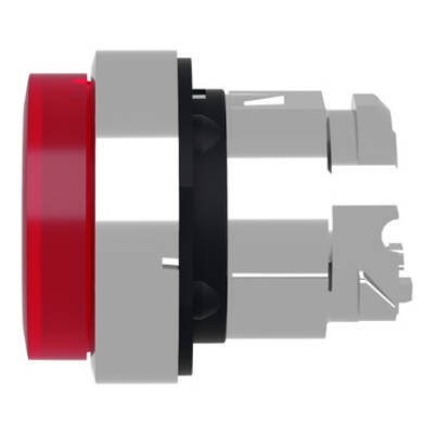 Head for illuminated push button, Harmony XB4, metal, red projecting, 22mm, universal LED, spring return, plain lens - Schneider Electric - ZB4BW143