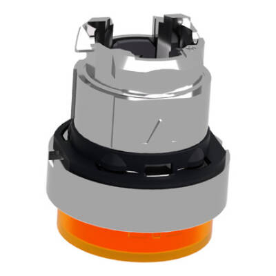 Head for illuminated push button, Harmony XB4, metal, orange projecting, 22mm, universal LED, spring return, plain lens - Schneider Electric - ZB4BW153