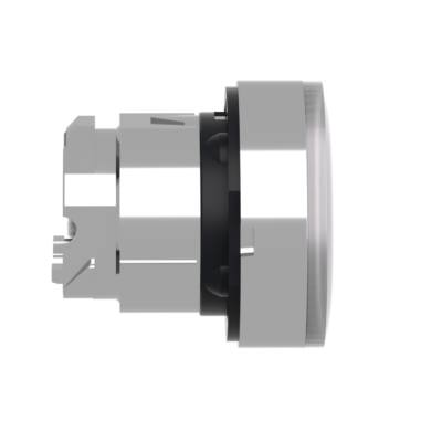 Head for illuminated push button, Harmony XB4, metal, white flush, 22mm, universal LED, spring return, grooved lens - Schneider Electric - ZB4BW313S