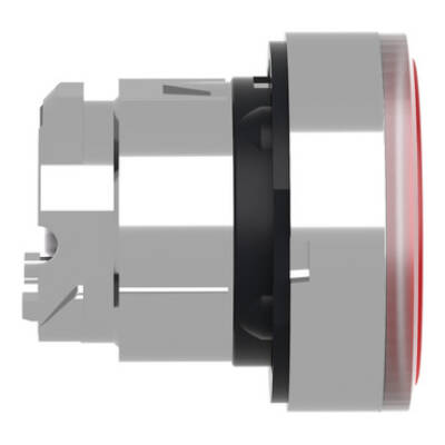 red flush illuminated pushbutton head Ø22 spring return for BA9s bulb - Schneider Electric - ZB4BW34