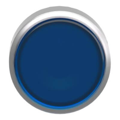 Head for illuminated push button, Harmony XB4, metal, blue flush, 22mm, universal LED, spring return, plan lens, unmarked - Schneider Electric - ZB4BW363