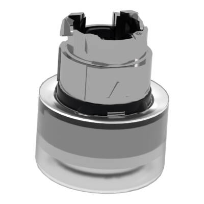 Head for illuminated push button, Harmony XB4, yellow, flush, 22mm, spring return, universal LED, clear boot, unmarked - Schneider Electric - ZB4BW583