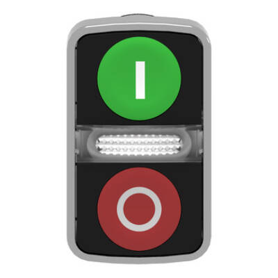 green flush/red flush illuminated double-headed pushbutton Ø22 with marking - Schneider Electric - ZB4BW7A3741