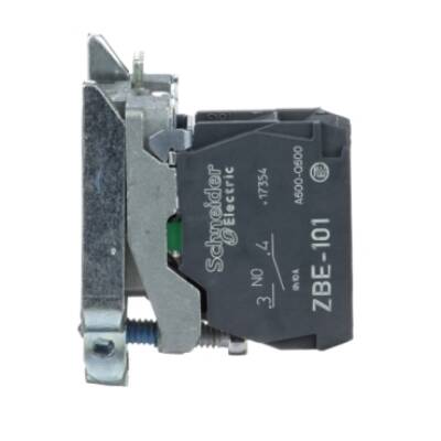 Single contact block with body/fixing collar, metal, screw clamp terminal, 1 NO - Schneider Electric - ZB4BZ101