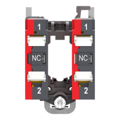 Complete body contact assembly, Harmony XB4, single contact, with fixing collar, metal, 2 NC, compact push in terminals - Schneider Electric - ZB4BZ1045