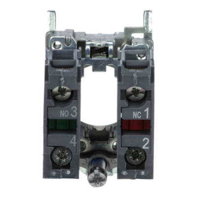 Single contact block with body/fixing collar, metal, screw clamp terminal, 1 NO + 1 NC - Schneider Electric - ZB4BZ105