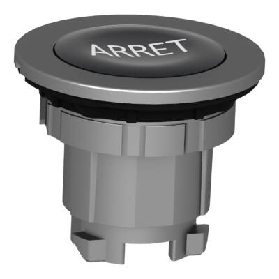 Head for non illuminated push button, Harmony XB4, flush mounted black flush caps pushbutton white marked "ARRET" - Schneider Electric - ZB4FA233