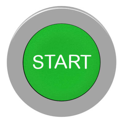 Harmony XB4, Flush mounted push button head, metal, green, Ø30, spring return, marked START - Schneider Electric - ZB4FA333