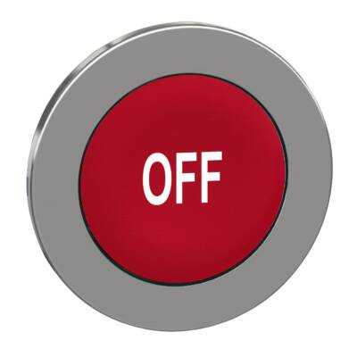 Head for non illuminated push button, Harmony XB4, flush mounted red flush caps pushbutton white marked "OFF" - Schneider Electric - ZB4FA435