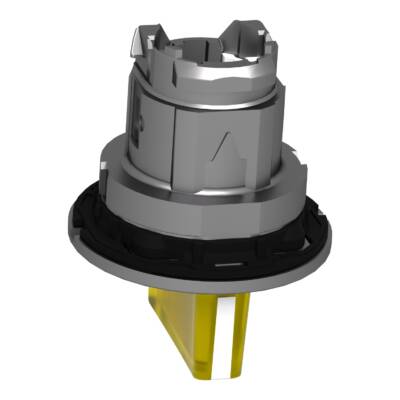 Head for illuminated selector switch, Harmony XB4, metal, yellow handle, 30mm, universal LED, 3 positions, left to center - Schneider Electric - ZB4FK1783