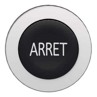 Head for non illuminated push button, Harmony XB4, flush mounted black projecting pushbutton white marked "ARRET" - Schneider Electric - ZB4FL233