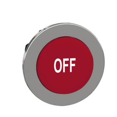 Head for non illuminated push button, Harmony XB4, flush mounted red projecting pushbutton white marked "OFF" - Schneider Electric - ZB4FL435