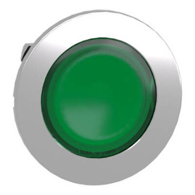 Head for pilot light, Harmony XB4, flush mounted, green, 30mm, with plain lens, universal LED - Schneider Electric - ZB4FV033