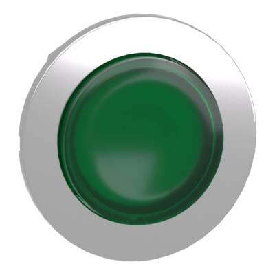 Head for illuminated push button, Harmony XB4, plastic, green projecting, 30mm, universal LED, spring return, plain lens - Schneider Electric - ZB4FW133