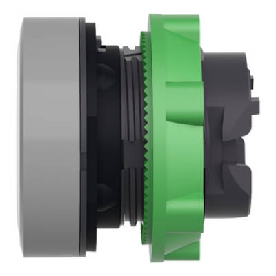 Harmony XB5, Push button head, plastic, flush, white, Ø22, spring return, unmarked, grey bezel - Schneider Electric - ZB5AA1C0