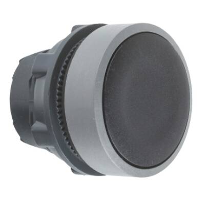 Harmony XB5, Push button head, plastic, flush, black, Ø22, spring return, unmarked, grey bezel - Schneider Electric - ZB5AA2C0