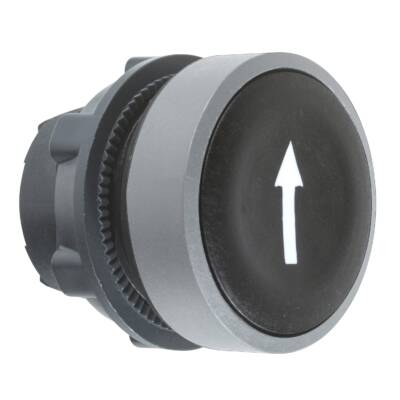 Harmony XB5, Push button head, plastic, flush, black, Ø22, spring return, marked DOWN ARROW, grey bezel - Schneider Electric - ZB5AA335C0