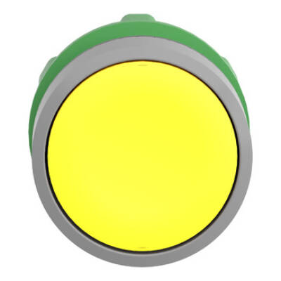 Harmony XB5, Push button head, plastic, flush, yellow, Ø22, spring return, unmarked, grey bezel - Schneider Electric - ZB5AA5C0