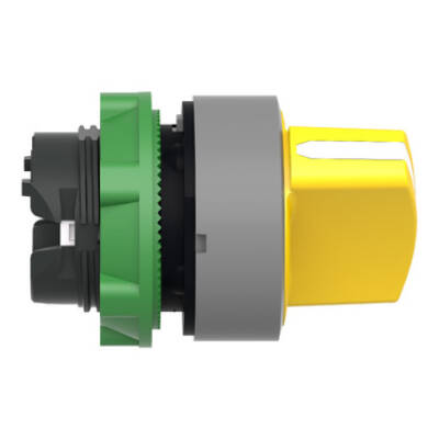 Harmony XB5, Selector switch head, plastic, yellow, Ø22, 2 positions, stay put, grey bezel - Schneider Electric - ZB5AD205C0