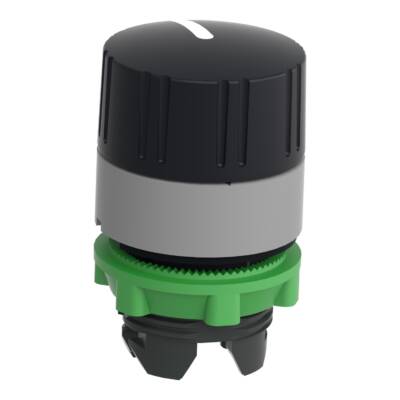 Harmony XB5, Selector switch knurled knob head, plastic, black, Ø22, 3 positions, stay put, grey bezel - Schneider Electric - ZB5AD39C0