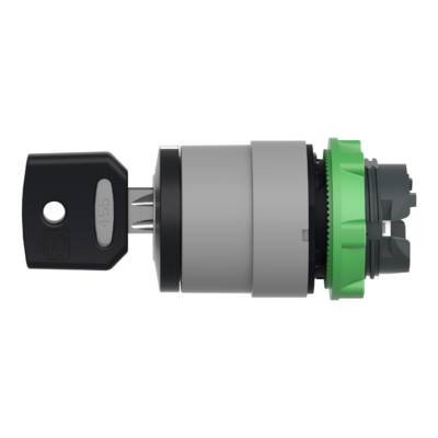Harmony, Key switch selector head, plastic, black, Ø22, key n°455, 3 positions, spring return right to center, withdrawal left and center, grey bezel - Schneider Electric - ZB5AG05C0