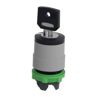 Harmony XB5, Key switch selector head, plastic, black, Ø22, key n°455, 2 positions, stay put, grey bezel - Schneider Electric - ZB5AG4C0