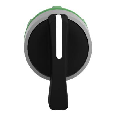 Harmony XB5, Selector switch head, plastic, black, Ø22, long handle, 3 positions, spring return from right to center, grey bezel - Schneider Electric - ZB5AJ8C0