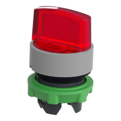 Head for illuminated selector switch, Harmony XB5, grey bezel, red handle, 22mm, universal LED, 2 positions - Schneider Electric - ZB5AK1243C0