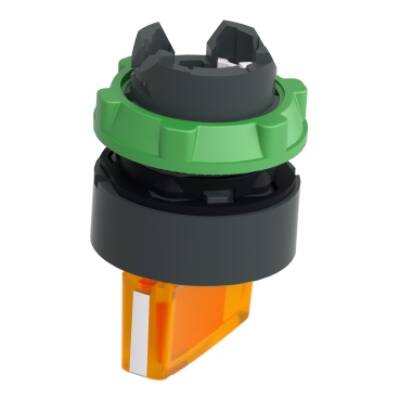 Head for illuminated selector switch, Harmony XB5, dark grey plastic, orange handle, 22mm, universal LED, 2 positions - Schneider Electric - ZB5AK1253