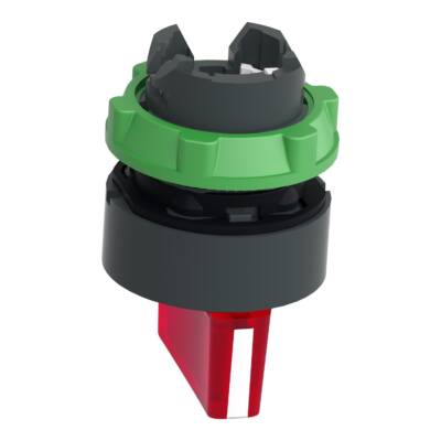 Head for illuminated selector switch, Harmony XB5, universal LED,  red handle, 22mm, 3 positions, stay put - Schneider Electric - ZB5AK1343