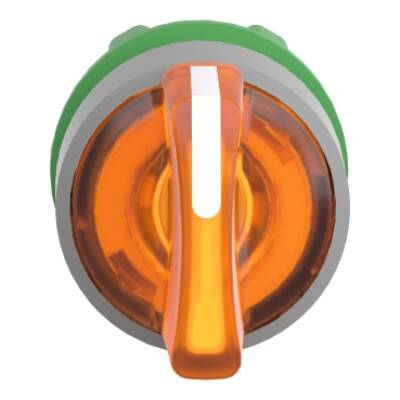 Head for illuminated selector switch, Harmony XB5, grey bezel, orange handle, 22mm, universal LED, 3 positions, - Schneider Electric - ZB5AK1553C0