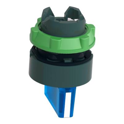 Head for illuminated selector switch, Harmony XB5, universal LED,  blue handle, 22mm, 3 positions, spring return - Schneider Electric - ZB5AK1563
