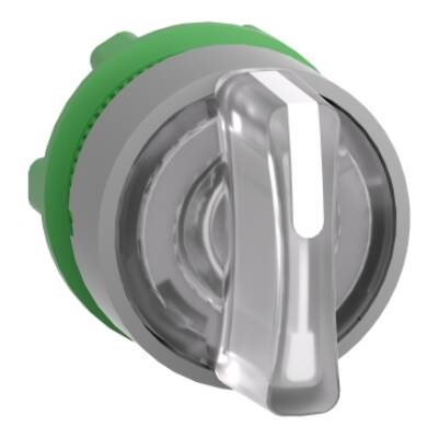 Head for illuminated selector switch, Harmony XB5, grey bezel, white handle, 22mm, universal LED, 3 positions, left to center - Schneider Electric - ZB5AK1713C0