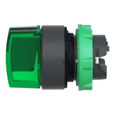 Head for illuminated selector switch, Harmony XB5, dark grey plastic, green handle, 22mm, universal LED, 3 positions,right to center - Schneider Electric - ZB5AK1833
