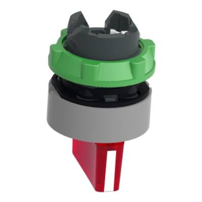 Head for illuminated selector switch, Harmony XB5, grey bezel, red handle, 22mm, universal LED, 3 positions, right to center - Schneider Electric - ZB5AK1843C0