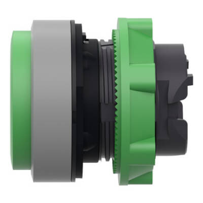 Harmony XB5, Push button head, plastic, projecting, green, Ø22, spring return, unmarked, grey bezel - Schneider Electric - ZB5AL3C0