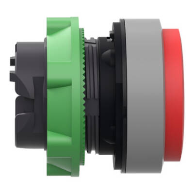Harmony XB5, Push button head, plastic, projecting, red, Ø22, spring return, unmarked, grey bezel - Schneider Electric - ZB5AL4C0