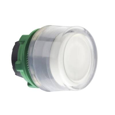 Harmony XB5, Push button head, plastic, flush, white, Ø22, spring return, clear boot, unmarked, grey bezel - Schneider Electric - ZB5APA1C0