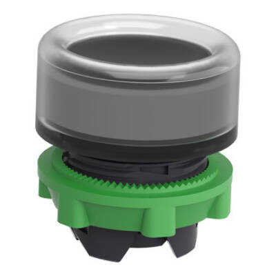 Harmony XB5, Push button head, plastic, flush, black, Ø22, spring return, clear boot, unmarked, grey bezel - Schneider Electric - ZB5APA2C0