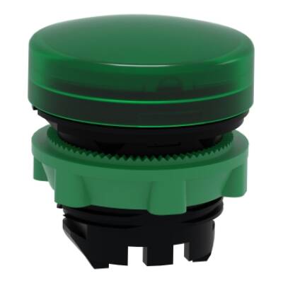 Head for pilot light, Harmony XB5, plastic, green, 22mm, universal LED, plain lens, for insertion of legend - Schneider Electric - ZB5AV033E