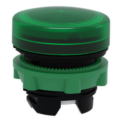 Head for pilot light, Harmony XB5, green, 22mm, with grooved lens, universal LED - Schneider Electric - ZB5AV033S